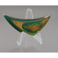 Load image into Gallery viewer, Large Vintage Handmade Modern Artisan Pendant Acrylic Resin Brass Gold Green