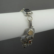 Load image into Gallery viewer, Vintage Angela Duffin Artisan Bracelet - Handmade, American Artist - Sterling Silver, Brass, Glass and Stones