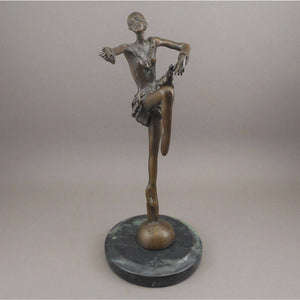 Vintage Bronze Dancer Sculpture Art Deco Style Ballerina Figure After Lorenzl