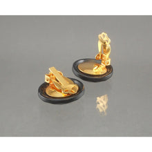 Load image into Gallery viewer, Vintage 1950s Round Black Faceted Glass Button Style Clip On Earrings Perfect