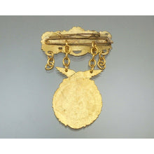 Load image into Gallery viewer, Antique Polish Gilded Catholic Religious Miraculous Medal Pin Panna Maria Mary Celluloid