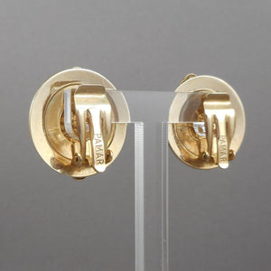 Vintage 1950s PAMAR Pamco Button Style Clip Earrings Gold Tone Flower Design
