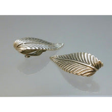 Load image into Gallery viewer, Vintage Whiting &amp; Davis Leaf Design Earrings, Silver Tone, Signed Designer Jewelry, Clip Ons