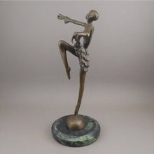 Load image into Gallery viewer, Vintage Bronze Dancer Sculpture Art Deco Style Ballerina Figure After Lorenzl