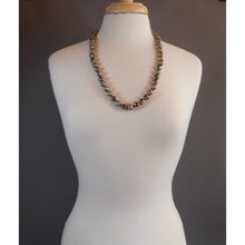 Load image into Gallery viewer, Vintage Cloisonne Enamel Chinese Bead Matinee Length Necklace Gold Green Blue Red Flower