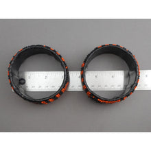 Load image into Gallery viewer, Pair of Vintage Zulu African Maasai Beaded Bracelets - Orange and Black Glass Seed Bead Stacking Bangles - Handmade Ethnic, Tribal, Jewelry