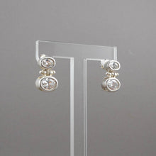 Load image into Gallery viewer, Vintage Crystal Hinged Dangle Earrings - Sterling Silver with Clear Oval Open Back Stones