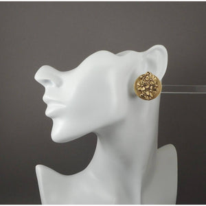 Vintage 1950s PAMAR Pamco Button Style Clip Earrings Gold Tone Flower Design