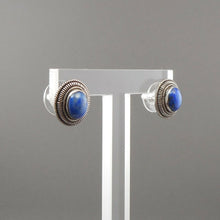 Load image into Gallery viewer, Vintage Lapis Lazuli Gemstone Sterling Silver Post Earrings Southwestern USA, possibly Navajo