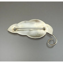 Load image into Gallery viewer, David Urso Artisan Crafted Brooch - Sterling Silver, Resin Inlay Leaf or Feather Pin - American Jewelry Artist - Signed, Handmade in USA