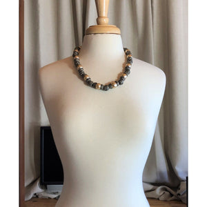 Vintage Handmade Syrian Middle East Necklace Silver Cannetille Faux Pearl Beads