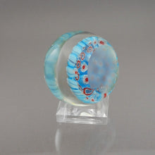 Load image into Gallery viewer, Vintage Art Glass Paperweight Millefiori Flower Canes Red White Turquoise