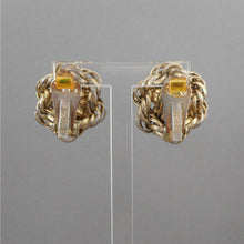 Load image into Gallery viewer, Vintage 1950s Signed Hobe´ Earrings - Faux Pearls, Black and Gold Beads, Gold Tone Rope Chain - Clip On, Cluster Design