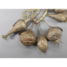 Load image into Gallery viewer, Large Antique or Vintage Brazilian Penca de Balangandan Pendant - Handmade African Slave Jewelry - Brass and Copper with 10 Good Luck Charms - Facing Parrots - Hinged Charm Holder with Threaded Key