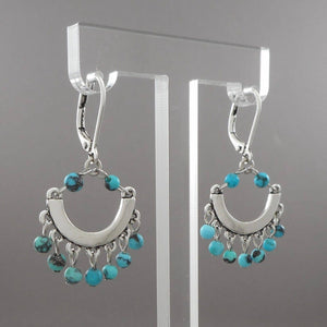 Vintage Ralph Lauren Dangle Earrings Southwestern Silver Tone Turquoise Beads
