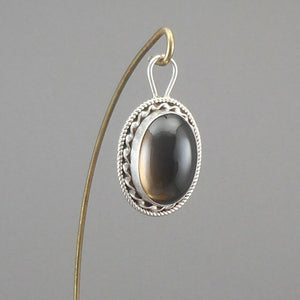 Vintage Southwestern Style Smoky Quartz Sterling Silver Pendant Oval Gemstone