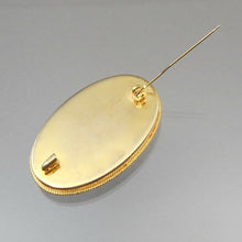 Load image into Gallery viewer, Vintage Italian Glass Micro Mosaic Brooch Pin Gold Tone Red w Flowers Italy