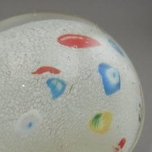 Load image into Gallery viewer, Antique 2.5&quot; Art Glass Paperweight Millefiori on Frost White Layer