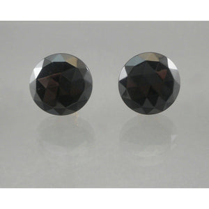 Vintage 1950s Round Black Faceted Glass Button Style Clip On Earrings Perfect