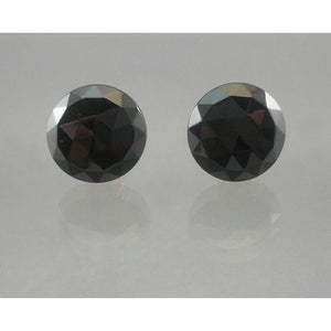 Vintage 1950s Round Black Faceted Glass Button Style Clip On Earrings Perfect