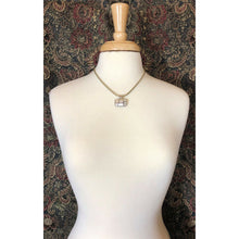 Load image into Gallery viewer, Vintage Mother of Pearl Shell Sterling Silver Pendant w/ Wheat Chain Modernist Geometric Design