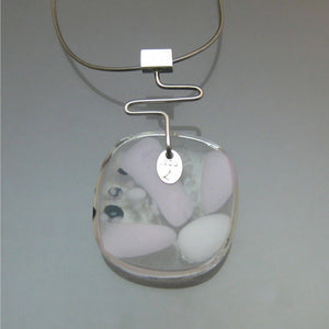 Sylvie Beaulieu Handmade Artisan Glass Flower Pendant Sterling Silver Necklace