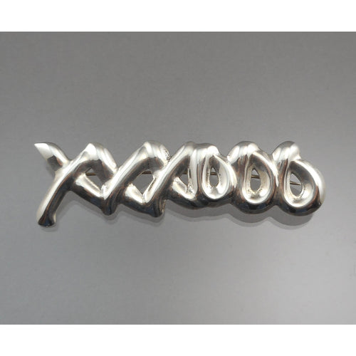 Large Vintage Hugs and Kisses Taxco Mexican Artisan Brooch - Sterling Silver X O Pin - Signed TF-43 - Hand Made in Mexico