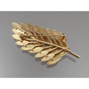 Vintage 1950s Hargo Feather or Leaf Brooch - Gold Tone Signed HAR Designer Pin, Estate Collection Jewelry - Excellent Condition