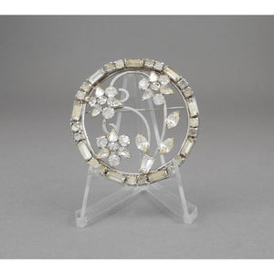 Vintage Sterling Silver Phyllis Jacobs Brooch Signed Designer Rhinestone Pin