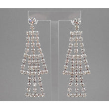 Load image into Gallery viewer, Pristine Vintage Rhinestone Chandelier Silver Tone Earrings - Bridal / Formal - Posts for Pierced Ears