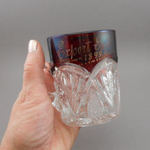 Load image into Gallery viewer, Antique 1899 Philadelphia PA Export Expo Souvenir Ruby Red Flash Glass Mug Cup