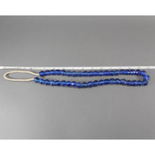 Load image into Gallery viewer, Handmade Matte Cobalt Blue "Sea" Glass Bead Necklace - Tumbled Texture Glass and White Cord - Opera Length, Large Scale, Bold Statement Piece
