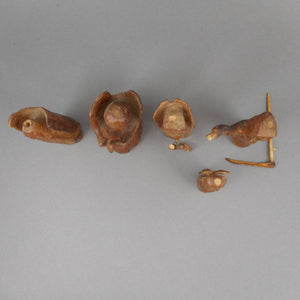 Antique or Vintage Carved Primitive Wood Folk Art Figures - Angels, Grim Reaper - Collection of 5 Hand Whittled Carvings