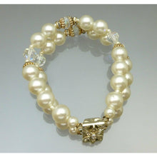 Load image into Gallery viewer, Vintage Faux Pearl AB Glass Bead Rhinestone Bracelet Aurora Borealis Rhinestones