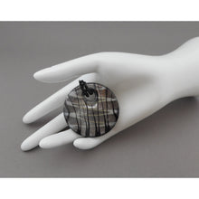 Load image into Gallery viewer, Vintage Handmade Murano Venetian Glass Disc Pendant - Black, White and Silver Foil - Estate Collection Jewelry