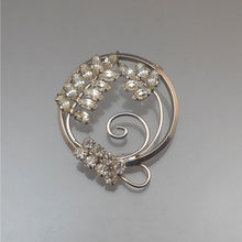 Load image into Gallery viewer, Excellent Vintage D'Or Sterling Pin / Pendant Art Deco Style Silver Rhinestone Leaf and Flower Wreath Brooch