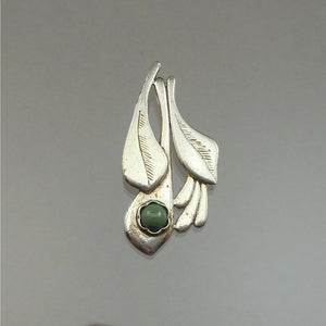Vintage Southwestern Artist Pendant Sterling Silver Green Jasper Stone Handmade