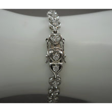 Load image into Gallery viewer, Vintage Heart Link Chain Tennis Bracelet - Sterling Silver with Crystal or CZ Stones
