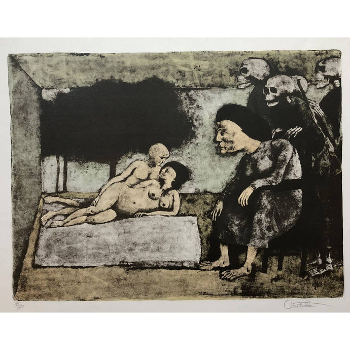 Federico Castellon Original Print - Lovers, 1965 - Color Lithograph, Signed and Numbered