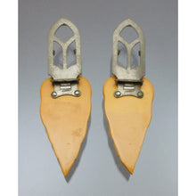 Load image into Gallery viewer, Pair of Vintage Dress Clips - Butterscotch Bakelite, Carved Leaves