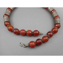 Load image into Gallery viewer, Vintage Handmade Syrian Middle East Necklace Red Quartz Carnelian Silver Beads