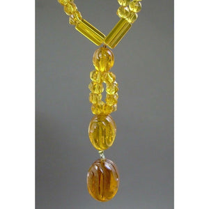 Vintage Czech Art Glass Jewelry Beaded Necklace - Brown, Amber, Gold, Round and Faceted Beads