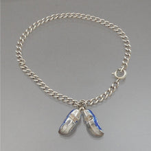 Load image into Gallery viewer, Excellent Vintage Dutch Delft Style Shoe Charms - 835 Silver on Sterling Chain Bracelet - Blue and White - Holland Souvenir