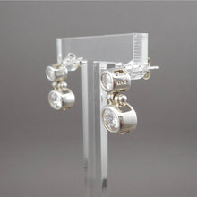 Load image into Gallery viewer, Vintage Crystal Hinged Dangle Earrings - Sterling Silver with Clear Oval Open Back Stones