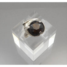 Load image into Gallery viewer, Vintage Mexican Artisan Crafted Ring - Smoky Quartz Stone in a Cast Sterling Silver Setting - Size 7.5 7 1/2 - Hand Made in Mexico - Fine Estate Jewelry Collection