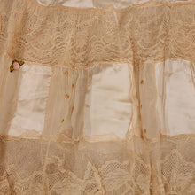 Load image into Gallery viewer, Antique Tiered Ivory Silk and Ecru Lace Petticoat - Early 20th Century - Large Size Half Slip