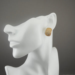 Vintage Roman Crystal or Rhinestone Earrings - Gold Tone, Pavé Setting - Pierced / Post