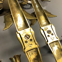 Load image into Gallery viewer, A Pair of Vintage 1976 Bicentennial Wall Sconces - Brass Candlesticks Candle Holders by Virginia Metalcrafters - Eagle and Ribbon Design