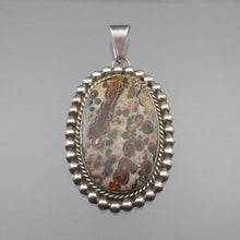 Load image into Gallery viewer, Vintage Mexican Artisan Crafted Pendant - Leopard Jasper and Sterling Silver - Handmade in Mexico