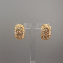 Load image into Gallery viewer, Vintage Roman Crystal or Rhinestone Earrings - Gold Tone, Pavé Setting - Pierced / Post